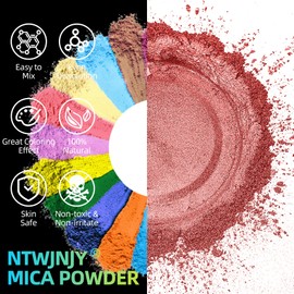 NTWJNJY Aristocratic Red Mica Powder, Natural Shimmer Mica Powder for Epoxy Resin/Candle/Soap/Lip Gloss/Slime/Bath Bombs/Quicksand.Car Paint pigments.Candle Dye,Soap Making Dye,Resin dye.(50g/1.7oz)