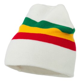 JFH Rasta Center Striped Beanie - White OSFM