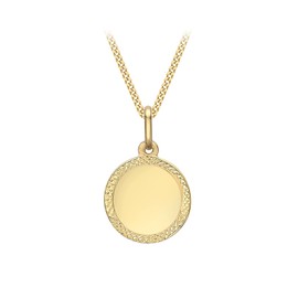 Carissima Gold Women's 9ct Yellow Gold Diamond Cut Edge Disc Pendant 13.2mm x 20.7mm on 9ct Yellow Gold Diamond Cut Curb Chain Necklace - 0.4mm - Lenght 46cm/18'