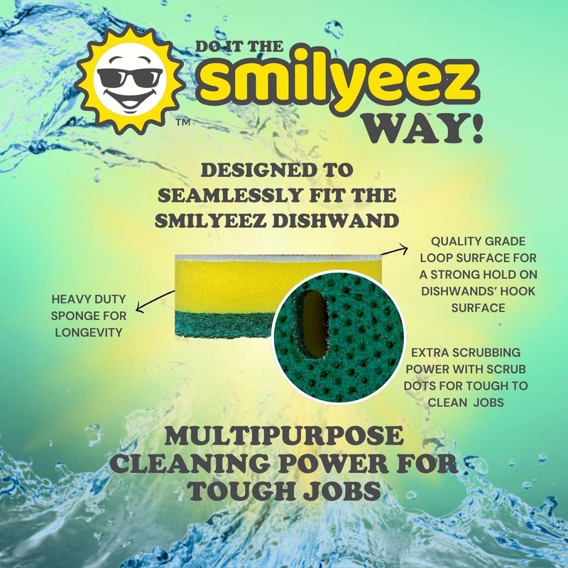 Smilyeez Soap Dispensing Dishwand (Grey) with Ergonomic Handle and 4