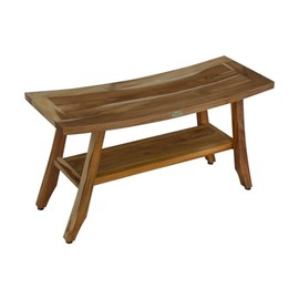 EcoDecors EarthyTeak Satori 34 in. Teak Shower Bench with Shelf ED988