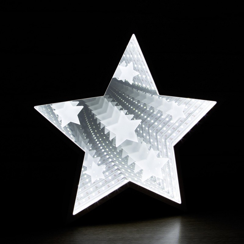 Global Gizmos Star Infinity Light with Starburst Pattern, White