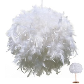 Feather Light Shade Ceiling 30Cm Ceiling Light Shade, Feather Lampshades Ceiling for Living Room Decoration Bedroom, Lamp Shades Ceiling Fluffy Lampshade for Table Lamp Floor Lamp (White)
