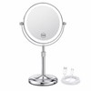8-Inch Rechargeable Lighted Makeup Mirror with 1X/10X Magnification & Adjustable