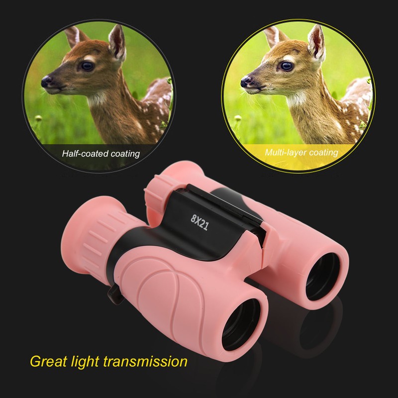 Kids Binoculars 8X Magnification Natural Rubber Glass Optical Lenses Durable