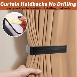 Self-Adhesive Curtain Holdbacks – No Drill & Easy Install Curtain Tiebacks, Modern Design Curtain Tie Backs for Home Décor – Strong & Durable, Curtain Holders Drapery Hooks Fits All Curtain Types