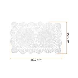 QUARKZMAN 17 x 11 Inch Handmade Crochet Doilies, Polyester Cotton Placemats, Rectangular Table Crochet Placemats for Dining Table, Kitchen, Parties, White