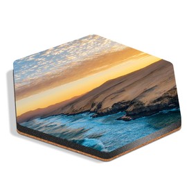 1 x Hexagon Coaster - Playa Veril Manso Fuerteventura Spain Cork Backed MDF Glossy Tea Coffee Accessory #51742