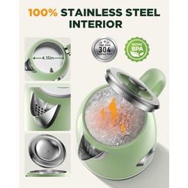 Electric Kettle 1.8L with Temperature Gauge, 1500W Fast Boiling Electric Tea Kettle, 100% Stainless Steel Retro-Style Hot Water Kettle Electric - Glowing LED Light, Auto Shut-Off & Boil-Dry Protection