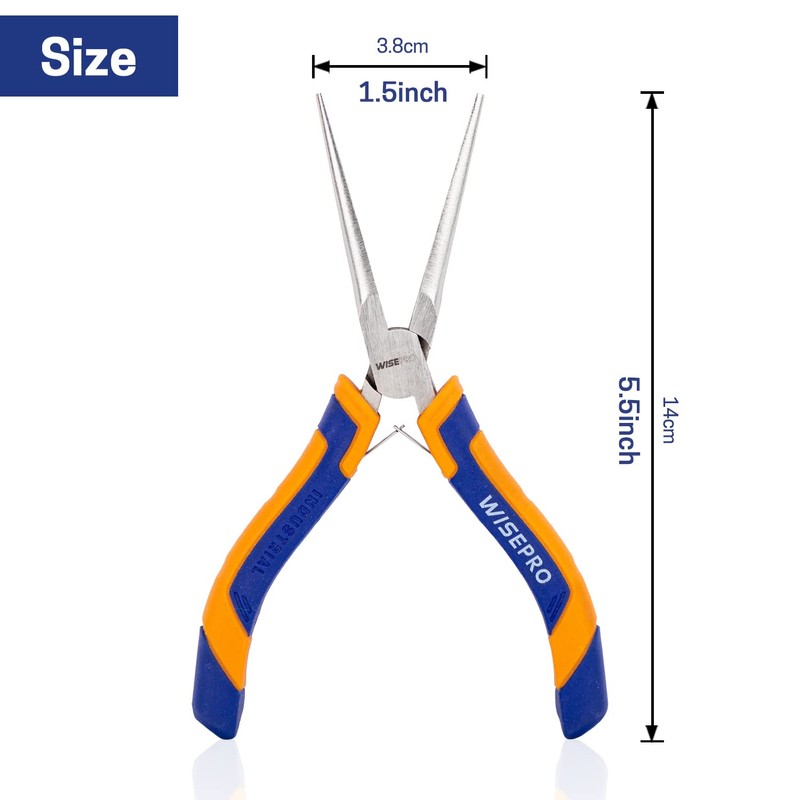 WISEPRO 6-Inch Needle Nose Pliers, Straight Long Nose Pliers, Mini