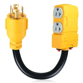 Kanayu 1.8FT 30 to 20 Amp 110V Generator Distribution Adapter Compatible with NEMA L14-30P to NEMA 4X 5-20R/ 5-15R, 4 Prong Generator Locking to Four Household Outlet with 20 Amp Circuit Breaker