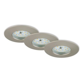 Briloner LED, Small mounting Depth, 230V, Set of 3, Ceiling Light, Downlight, Bathroom recessed lamp, Integrated, 5 W, Satin Nickel
