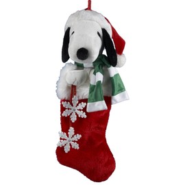 Peanuts Kurt Adler - Medias de Felpa Snoopy de 21 Pulgadas con Colgantes de Copo de Nieve