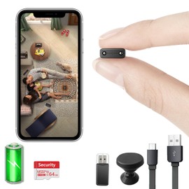 【Free 64G】 Smallest Wireless WiFi Battery Camera,HD1080P Security Camera,Portable Camera with Video Recording Live Feed Night Vision,Motion Detection,Cloud Storage for Security with iOS Android APP
