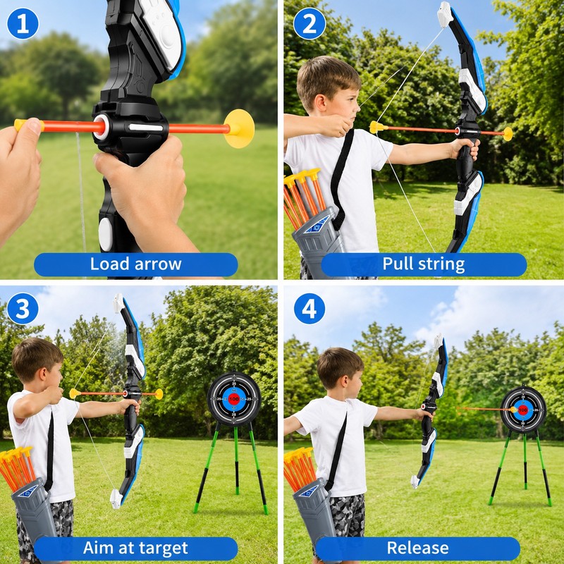 Kids Bow and Arrow Set with Target – LED Light