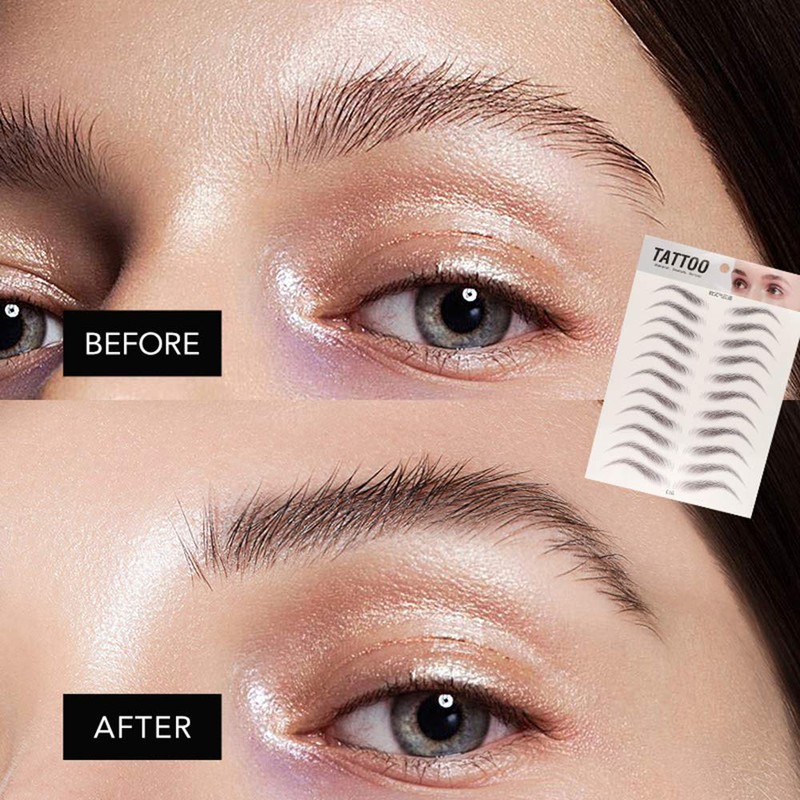 Yesallwas 9 Sheets 4D Hair-like Black Eyebrow Tattoo Sticker False