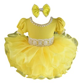 Jenniferwu G589Y Infant Toddler Baby Newborn Little Girl's Pageant Party Birthday Dress 3-6Months Yellow