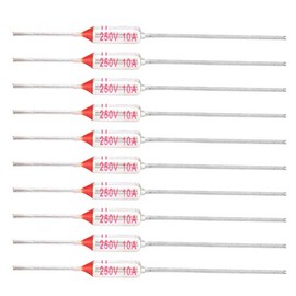 Fafeicy Fusible Térmico de Metal, 10 Piezas, 250VAC, 10A, 77°C, Rango 72-250°C, Protección contra Sobrecalentamiento para Circuitos Eléctricos