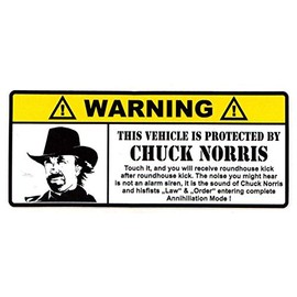 2 pcs Funny Warning Attenttion Sign Sticker Decal Chuck Norris Flag American Sticker