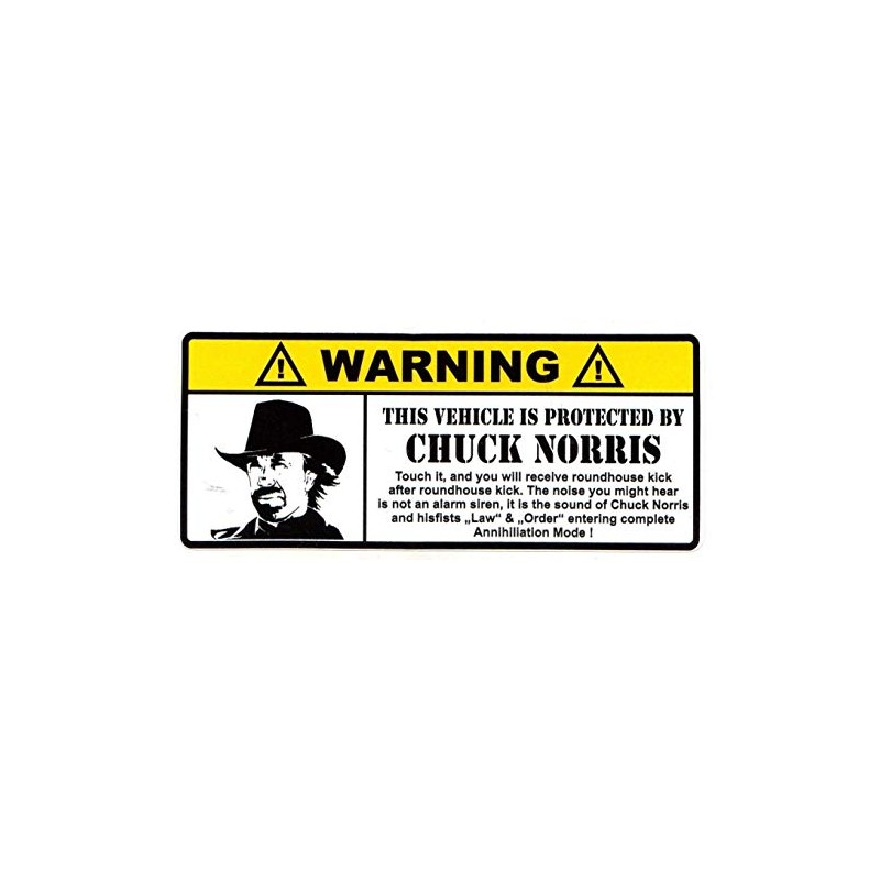 2 pcs Funny Warning Attenttion Sign Sticker Decal Chuck Norris
