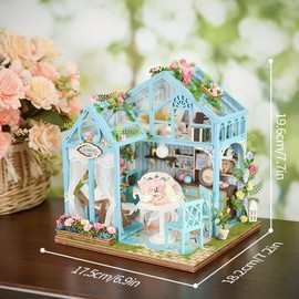 RHZN Miniature House Kit, Dollhouse Kit, Miniature Kit, DIY Mini House Building Kit for Adult Teen, Floral House