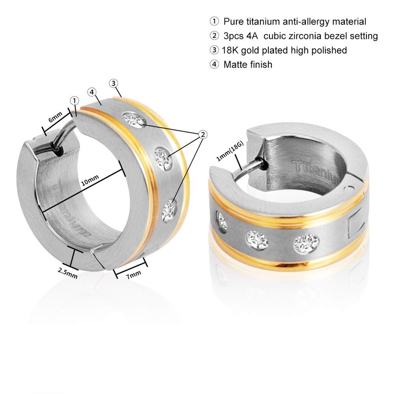 Titanium Earrings for Sensitive Ears, Titanium Hoop Earrings for Men