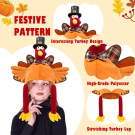 Dnicukii Funny Thanksgiving Hats for Adults, Plush Turkey Hat for Thanksgiving Night Event Dress-up Party Thanksgiving Party Favor Supplies