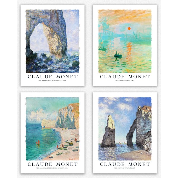 Claude Monet Wall Art - Monet Paintings of Seaside Set