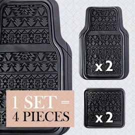 LUNNA FM-337E 4pc Aztec Black Rubber Floor Mat