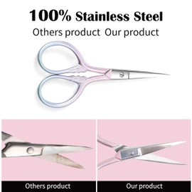 2 Pcs Eyebrow Scissors for Women, Professional Grooming Mini Scissors with Stainless Steel Straight Tip, 3.5 Inch Pink Small Scissors Beauty for Facial Hair, Eyebrows, Beard, Ear, Nose, Moustache