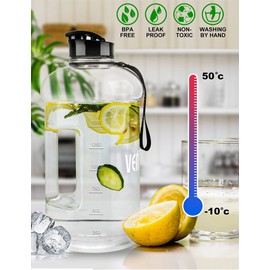 VENNERLI Trinkflasche 2,2L Wasserflasche Sportflasche mit Griff Sport Gym Water Bottle BPA Frei Fitness Training Groß Plastik Fitness Auslaufsicher Ideal für Sport Fitness Büro Heim（2.2L Transparente）