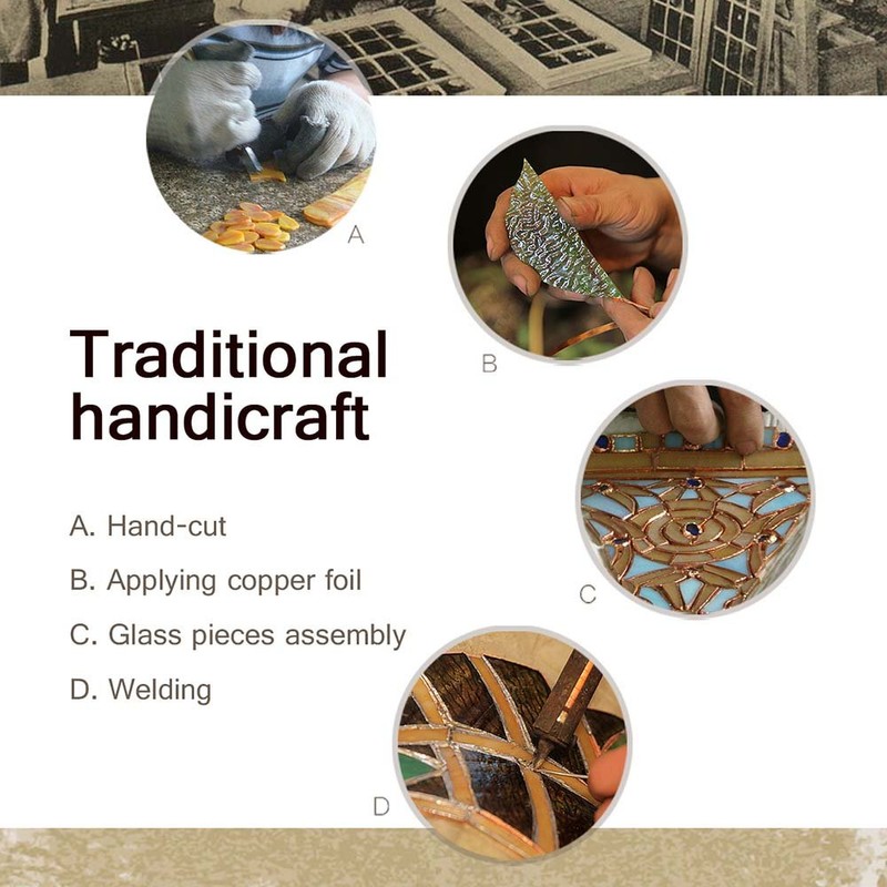 Bieye L10043 Butterfly Tiffany Style Stained Glass Accent Table Lamp