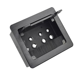 Tabletop Brush Cable Management Connectivity Box with 8 Grommet Holes for Conference Office (Black)
