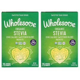 Wholesome Organic Stevia, Zero Calorie Sweetener Blend, Non GMO & Gluten Free, 1 g (Pack of 75) (Two Pack)