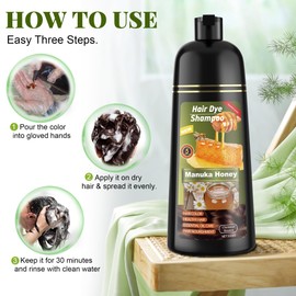 Chestnut Brown Hair Dye Shampoo 3 in 1 for Women & Men 100% Gray Hair Coverage - Herbal Ingredients Natural Plant Hair Color - Hair Dye in Minutes 17.6 Fl Oz