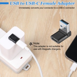 2 Pack 90 Degree USB to USB C Adapter USB-3.2 C Type Plug Converter Right Angle Type-C Female to A Male Charger Adapter USBs Port Connector Extender for PC Laptop