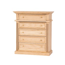 Waldosia 1:12 Scale Dollhouse Miniature Oak 5-Drawer Dresser (Unfinished)