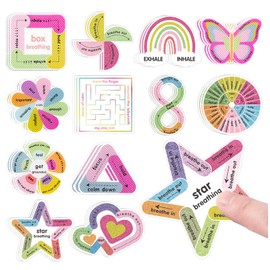 36PCS Anxiety Calming Sensory Stickers, Tactile Mood Fidget Strips for Kids Adults, Breathing Mindfulness Textured Sticker for Classroom Office Desk