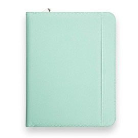 Vebon® Rome Writing Case A4 Large I Double Zip + Clipboard I Conference Folder + Laptop Bag I Extra Storage Space I Black Faux Leather, Caribbean Blue