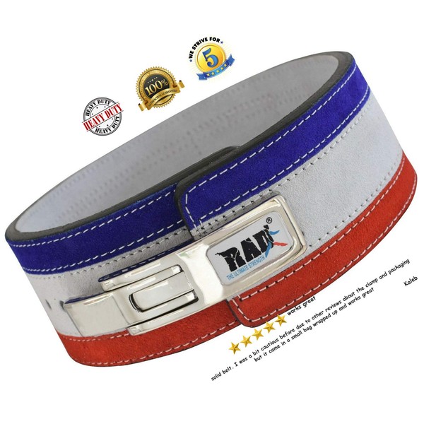 RAD Weight Lifting Belts Powerlifting and Weightlifting Belt with Lever Buckle, 10mm (Flag, Large)
