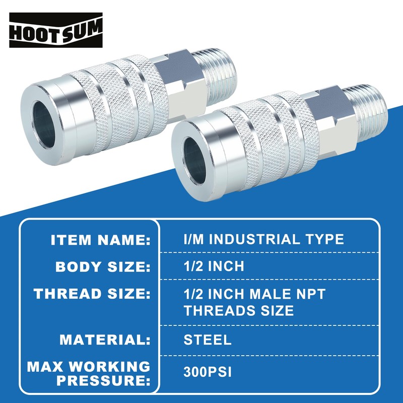 HOOTSUM 1/2” Air Hose Fittings Set, High Flow 2PCS I/M