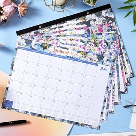 2026 Desk Calendar - JAN 2026 - DEC 2026, 2026 Calendar, Large Desk Calendar with Corner Protectors, 18-Month Calendar with Reference Calendars, for Home & Office Organizing - Floral (15" x 12")