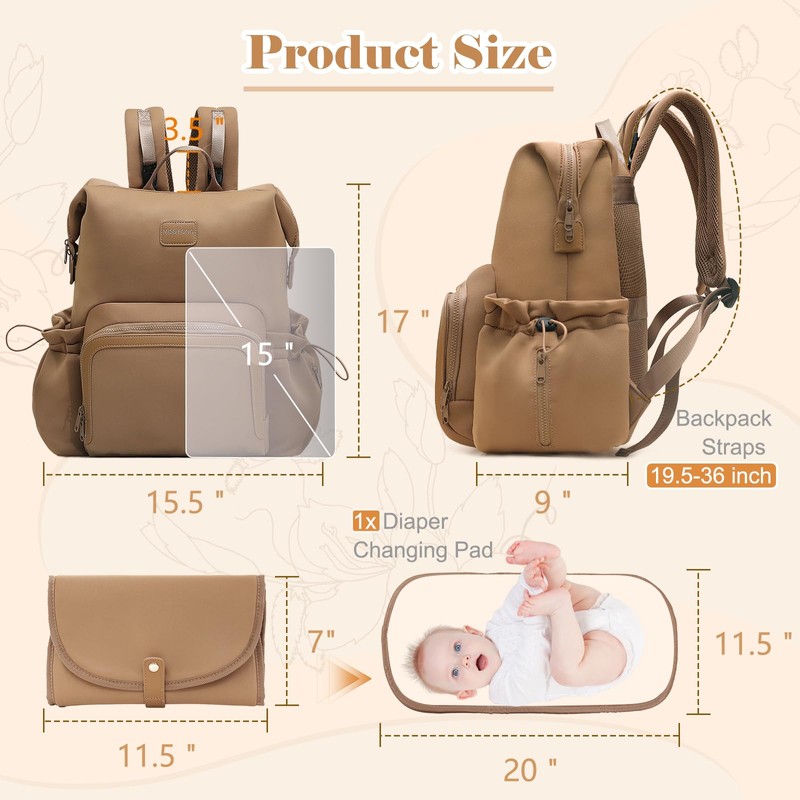 miss fong Diaper Bag Backpack - Baby Diaper Bag Neoprene