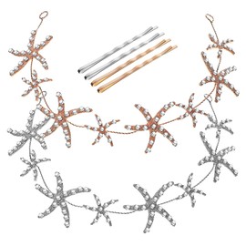 PACKOVE 2Pcs Women Headband with Shiny Rhinestone Sea Animal Design Bridal Headpiece and Hair Pins for Weddings and Special Occasions