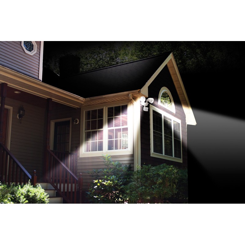 Maxsa 44218 Off-White Solar-Powered Dual Head LED Security Light