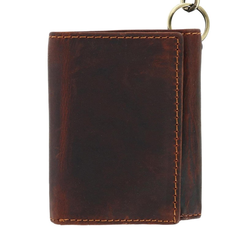 Men's RFID Vintage Leather Trifold Chain Wallet, Brown