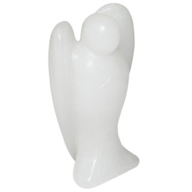 Nupuyai 7 cm Gemstone Crystal Angel Figurine Guardian Angel Healing Stone Pocket Angel Peace Angel Lucky Charm Reiki Decoration White Jade