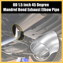 REPAIROCK OD 1.5 Inch 45 Degree Mandrel Bend Elbow SS304 Stainless Steel Bend Tube Exhaust Elbow Pipe for Car Modified Exhaust System 1.5" Piping Silver Tone Auto Replacement Parts