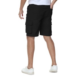 YuKaiChen Men's Cargo Shorts Summer Twill Cargo Shorts with 6 Pockets and Elastic Waist, black