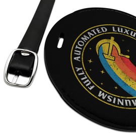 Fully Auto Luxury Gay Space Communism Round Leather Luggage Card ID Tag